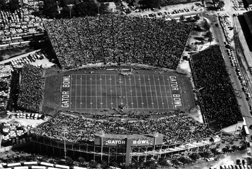 Aerial View of 1953 Gator Bowl; Florida vs Tulsa