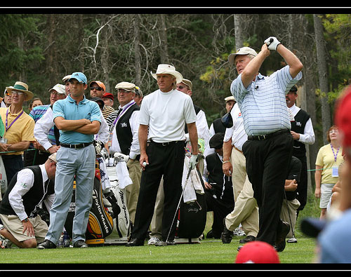 Jack Nicklaus, Greg Norman and Sergio Garcia compete in skins game.