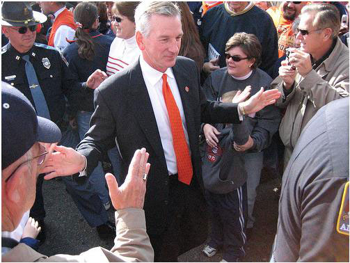 Tommy Tuberville Greets Auburn fans before football game.